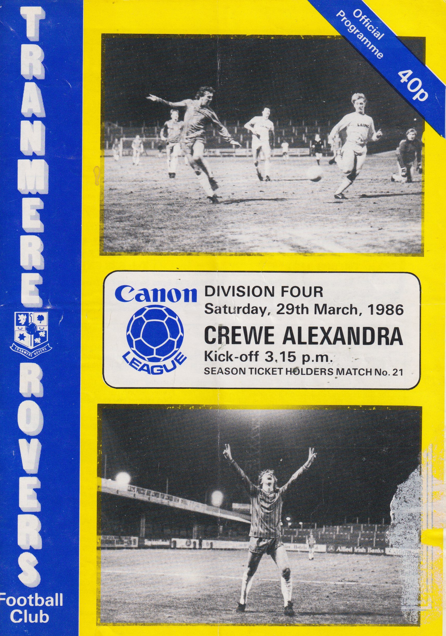Tranmere Rovers v Crewe Alexandra match programme